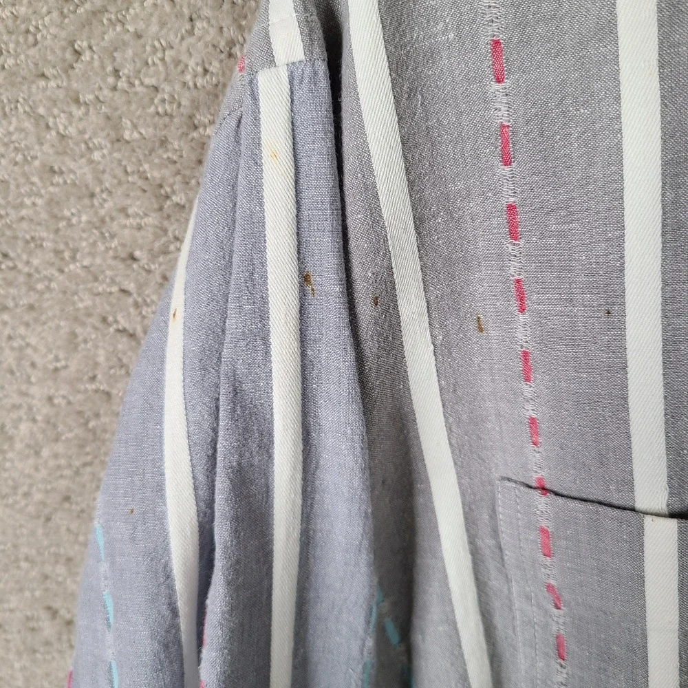 Vintage Magna Force Shirt Mens 2XL Gray Striped Long Sleeve Button Up USA Cotton